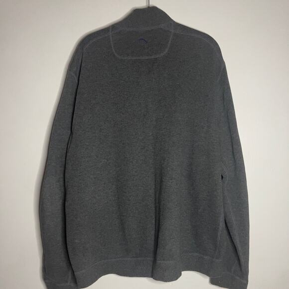 Tommy Bahama Men's XXL 1/2 Zip Mock Neck Gray & Blue Reversible Pullover Sweater - Picture 2 of 8
